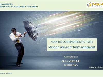 PLAN DE CONTINUITE D’ACTIVITE-Mise en œuvre et fonctionnement